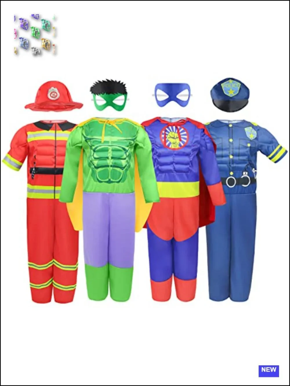 Kids Boys Muscle Chest Costume Trunk Set Superhero Police Fireman Pretend Play
